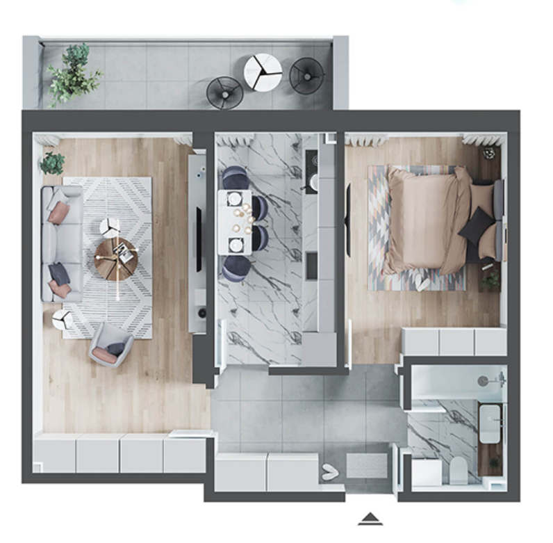 Apartament nou decomandat cu 2 camere-Prima Green Nufarul-104 000 EUR